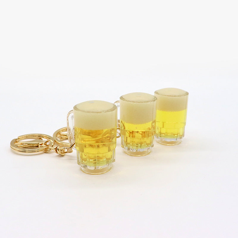 Wholesale Plastic Stream Oil Beer Cup Keychains